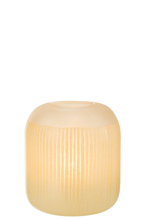 J-Line vaas Strepen - glas - lichtgeel - medium - 24 cm hoog - vtwonen shop