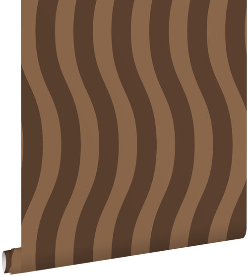 ESTAhome behang golvende strepen bruin - 50 x 900 cm - 132133