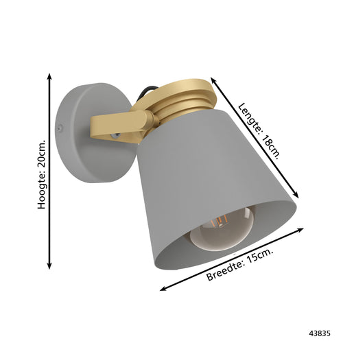 EGLO spot Twicken - e27 - 20 cm - grijs/goud -staal - vtwonen shop