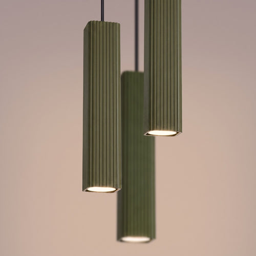Sollux Lighting Hanglamp RAYO 3P olijfgroen - 20x20x108cm