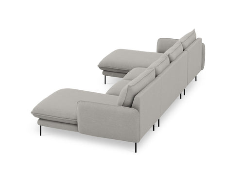 Cosmopolitan Design Panoramische bank Vienna 6-zits, structurele stof, lichtgrijs - 170x350x95cm