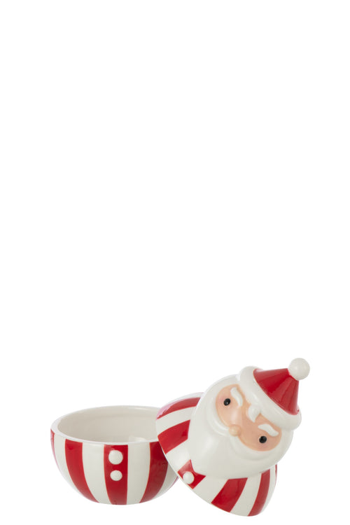 J-Line voorraadpot Sinterklaas Dolomiet - keramiek - kerstrood/wit - small