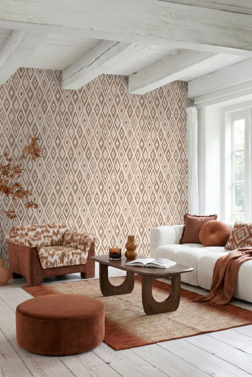 ESTAhome behang ruiten taupe - 50 x 900 cm - 131839