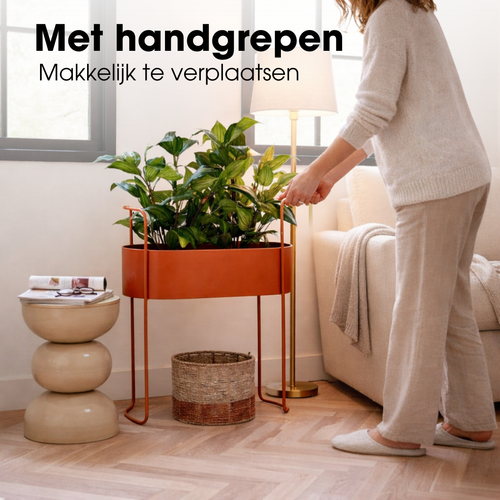 Mica Decorations Moritz Plantenstandaard – Plantenpot voor Bloemen en Kamerplanten – Bloempotten voor Binnen – 55 x 24 x 65 cm – IJzer – Rood