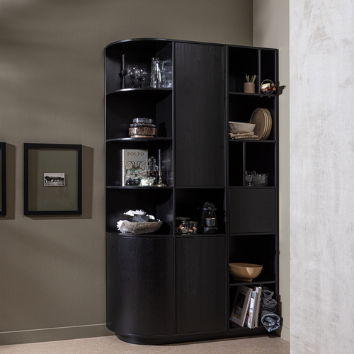 WOOOD opbergkast rond links Finca - Zwart - 210x78x40