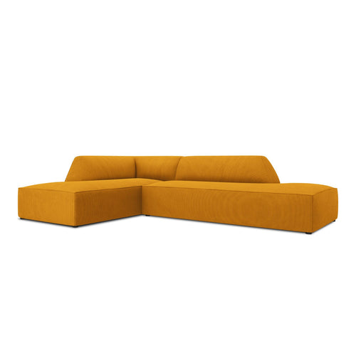 Cosmopolitan Design - Modulaire hoekbank links Siena 4-zits, ribfluwelen geel - 180x273x69cm