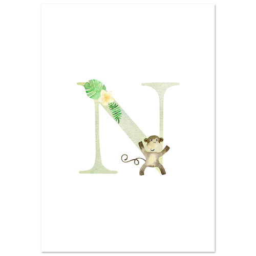 Artfulprints Poster Letter N kindernaam   - 70x100 cm - Meerkleurig