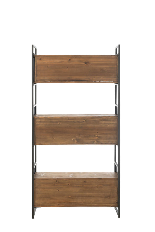 J-Line rek - hout/metaal - zwart/naturel - small