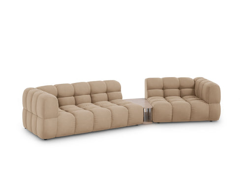 Cosmopolitan Design Rechte modulaire bank Sky 3-zits, flueel, zand - 148x353x70cm