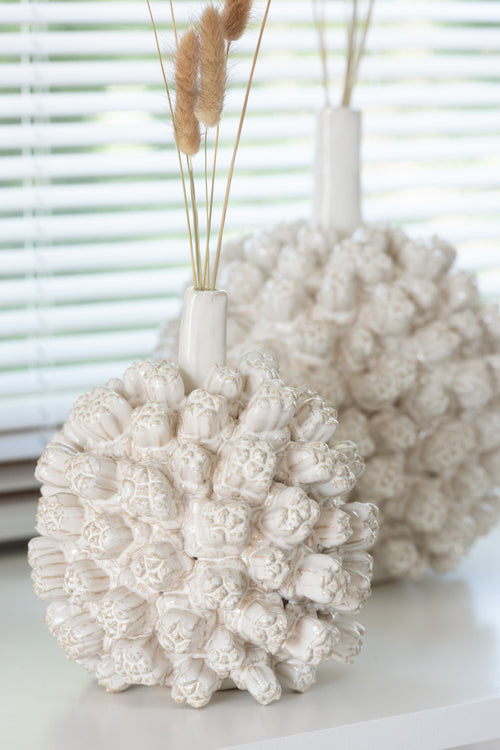 J-Line vaas Saki - keramiek - wit - small -  Ø 19 cm