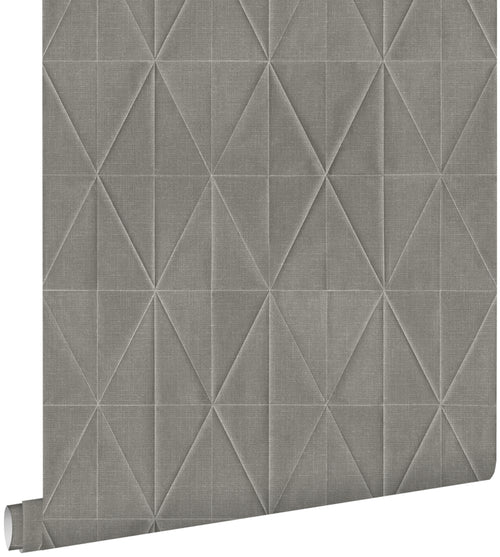 ESTAhome eco-texture vliesbehang origami motief donkergrijs - 0,53 x 10,05 m - 148710 - vtwonen shop