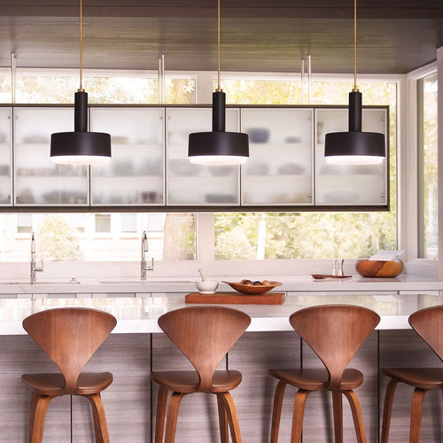 Zylindrische Pendelleuchte Modern Schwarz 2x E27