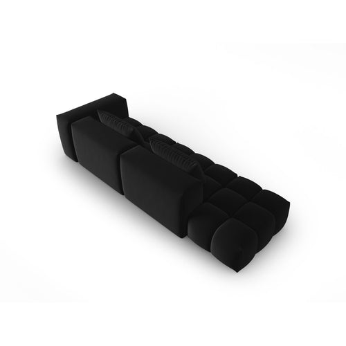 Cosmopolitan Design - Linker modulaire bank Verona 4-zits, flueel zwart - 85x265x70cm