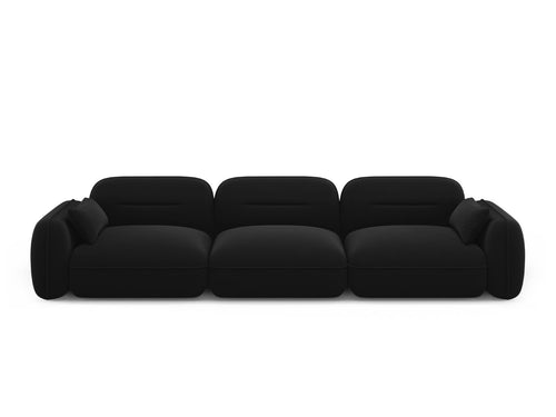Cosmopolitan Design Modulaire bank Sydney 4-zits, flueel, zwart - 90x320x70cm