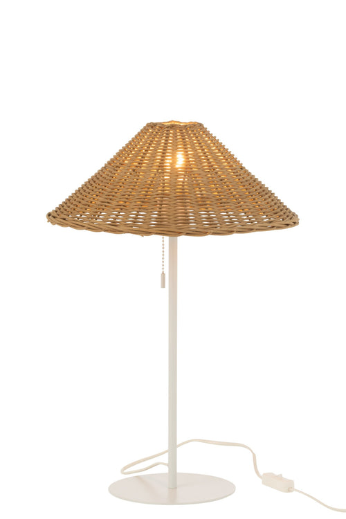 J-Line tafellamp - metaal/rotan - wit/naturel