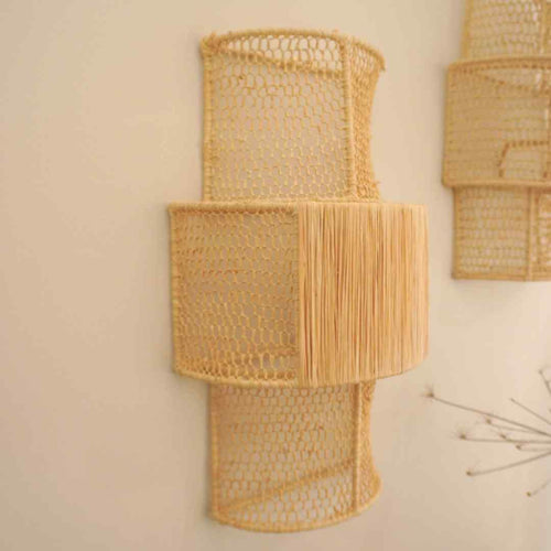 NOA MAY Wandlamp Izzy - naturel - raffia - 12,5 x 23 x 41,5 cm