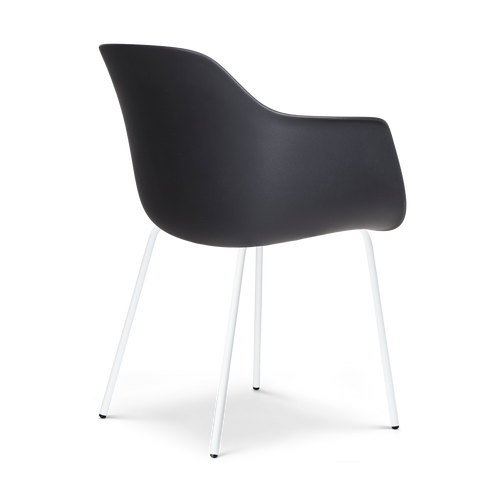 Nolon Nora-Liz Eetkamerstoel Zwart - Beige Kussen - Witte Poten - vtwonen shop