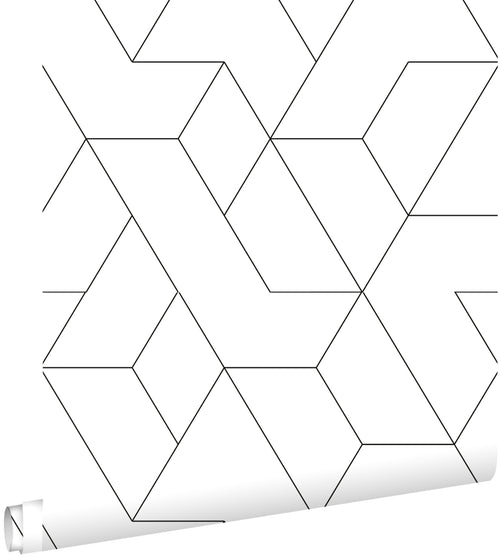 ESTAhome behang grafische lijnen zwart wit - 50 x 900 cm - 139951 - vtwonen shop