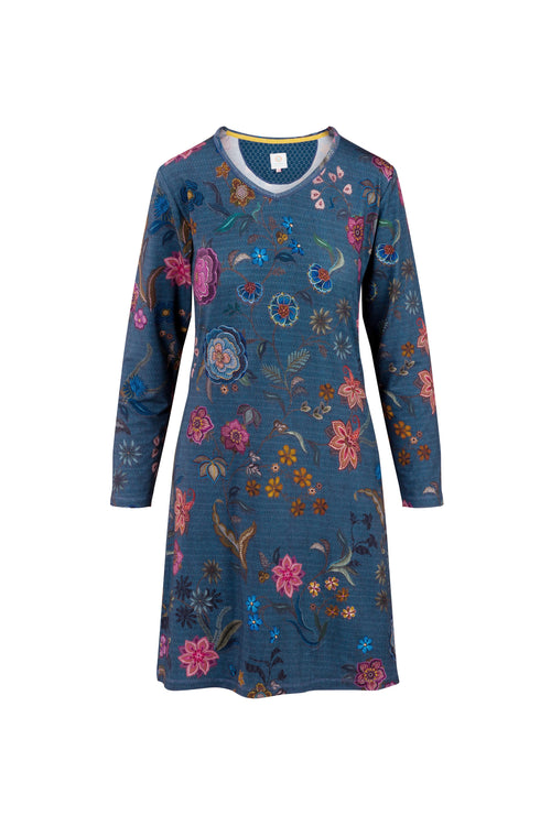 Pip Studio - Dana Nachthemd Lange Mouw Dames - Coco Flower - Blauw - S - vtwonen shop