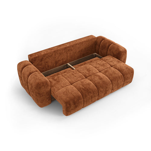 Premium Interiors - Slaapbank met opbergruimte SKY - gewaafd fluweel terracotta 260cm