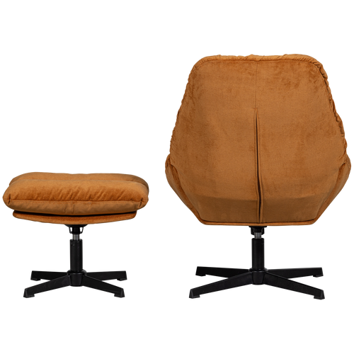 WOOOD  fauteuil met hocker Yaro - Chenille - Ginger - 94x71x83 - vtwonen shop