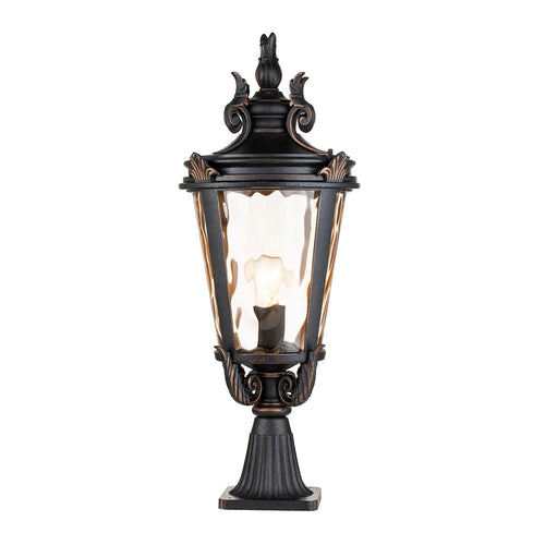 Elstead Baltimore - 1 Lichte Grote Outdoor Sokkel Lantaarn Verweerd Brons IP44, E27
