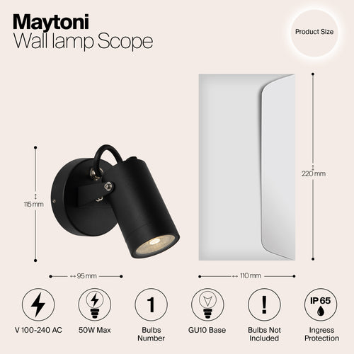 Maytoni Outdoor - Wandlamp Scope - Zwart - Ø5,5 - vtwonen shop