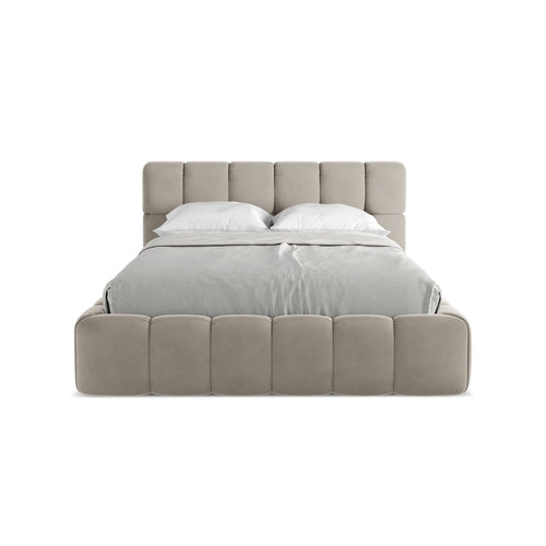 LaMiaSofa Bed met opbergruimte Roma - velours - taupe - 160x228x82