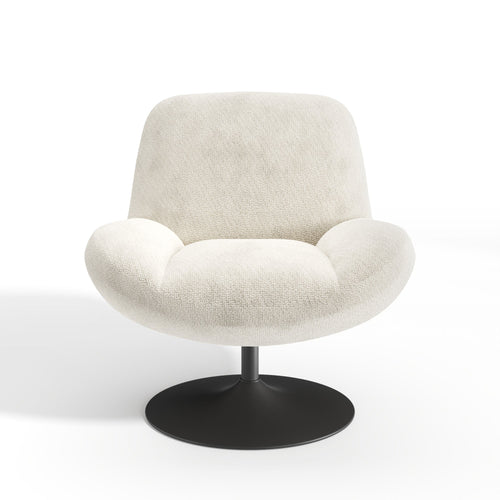 Premium Interiors - Draaistoel RETRO - krullend fluweel crème 71cm