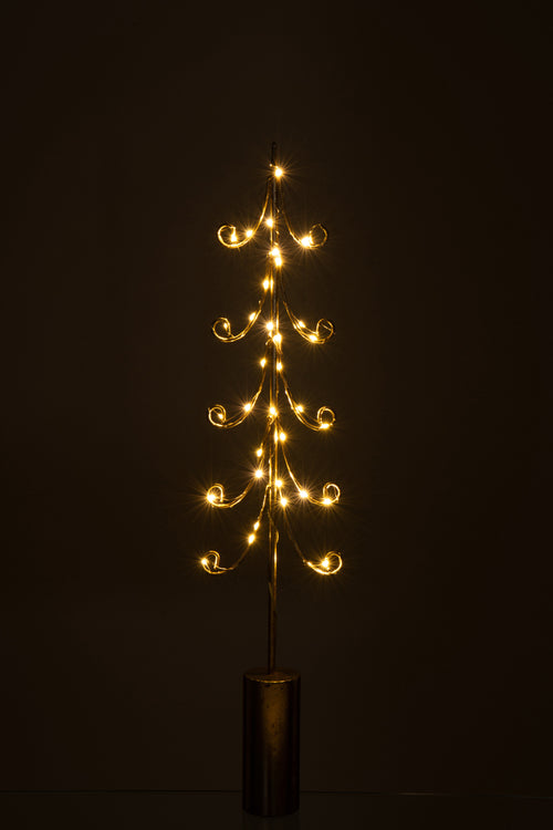 J-Line decoratie Boom Cilindervoet - ijzer - goud - large - LED lichtjes - vtwonen shop