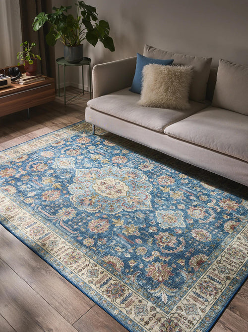 benuta wasbaar vloerkleed Laury - blauw - 200x300 cm