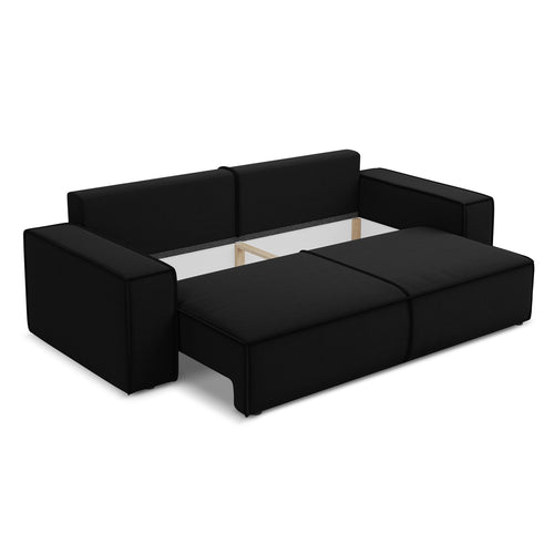 LaMiaSofa 3-zits slaapbank Livorno - velours - zwart - 255x105x85