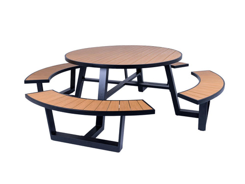 MaximaVida ronde aluminium picknicktafel Bermuda Ø 250 cm zwart - vtwonen shop