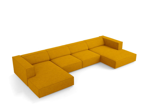 Cosmopolitan Design Panoramische bank Arendal 6-zits, chenille met ribbeleffect, mosterd - 166x364x70cm