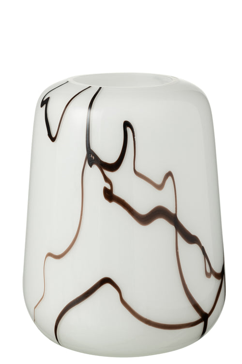 J-Line vaas rookeffect Smal - glas - wit/zwart