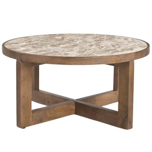 DÉJA Living Salontafel Juuka - Donkerbruin Marmer - Ø80cm