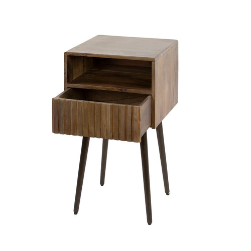 Giga Meubel Nachtkastje Carve - Bruin Acaciahout - 35x35x61cm