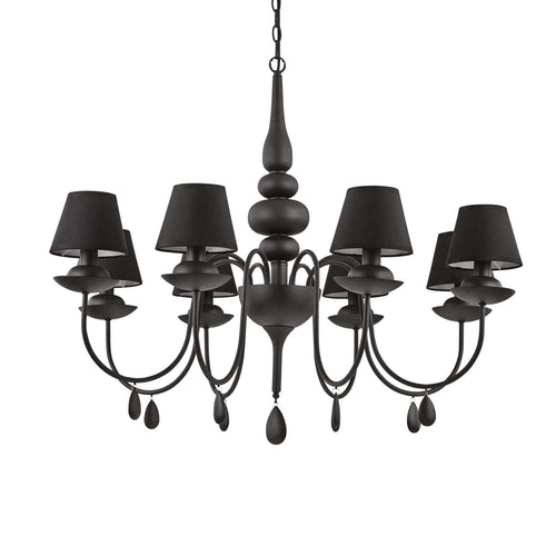 Ideal Lux Blanche - 8-lichts multi-arm kroonluchter zwarte afwerking, E14