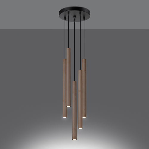 Sollux Lighting Hanglamp PASTELO 5P hout - 25x25x110cm