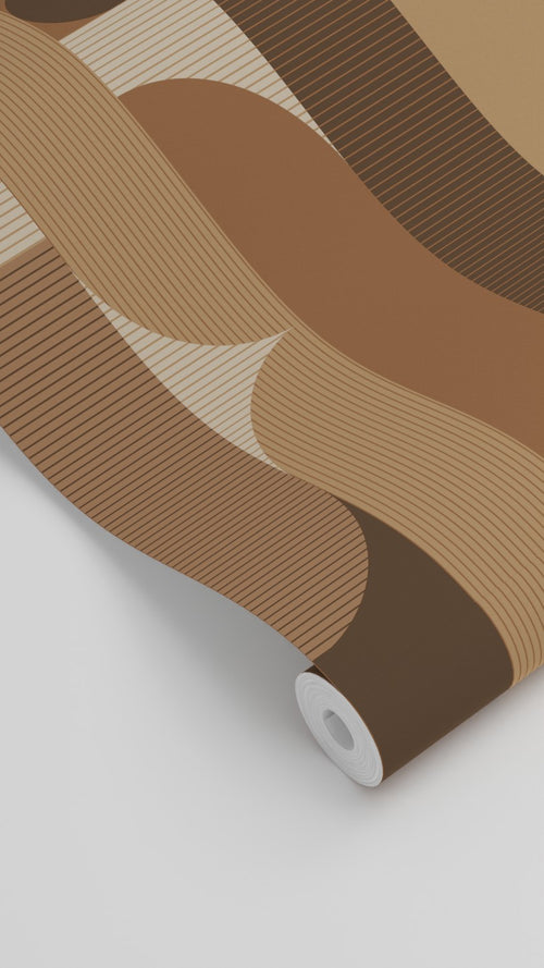 ESTAhome behang geometrische vormen bruin - 50 x 900 cm - 131063 - vtwonen shop