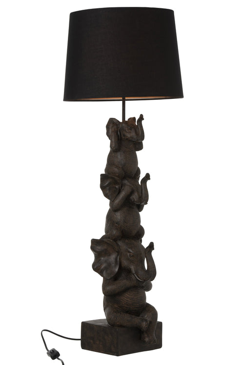 J-Line lamp 3 Olifanten - polyresin - bruin