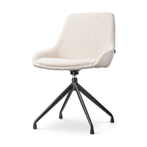 Nolon Nola-Isa Eetkamerstoel Bouclé Beige - Draaibaar Zwart Onderstel