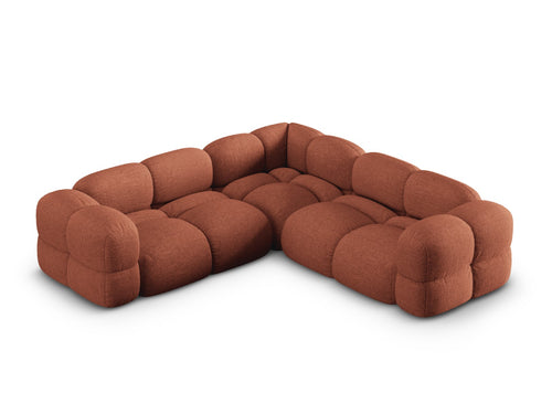Cosmopolitan Design Symmetrische hoekbank Loretto 4-zits, structurele stof koraal - 250x250x68cm