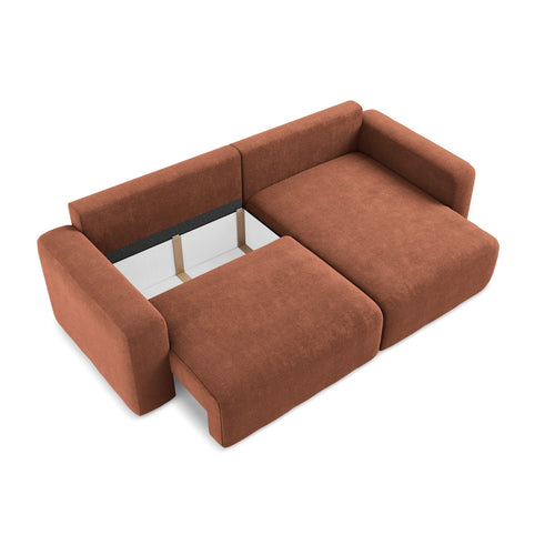 LaMiaSofa hoekbank rechts Ostia - chenille stof - terracotta - 244x149x79
