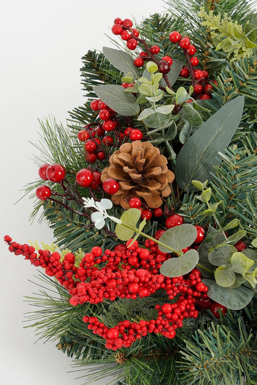 Mica Decorations Harvey Kerstkrans met Dennenappels - H11 x Ø40 cm - Rood - vtwonen shop