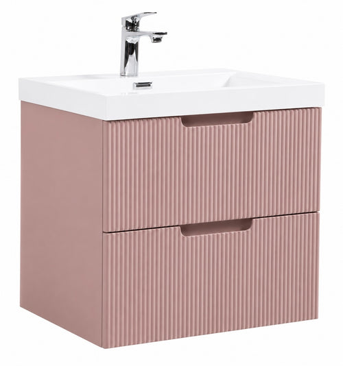 Badplaats Badkamermeubel Thermis 60 cm – Mat Roze – Badmeubel met Kolomkast