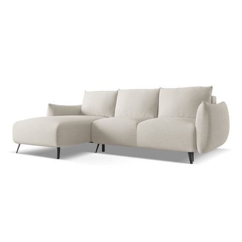 LaMiaSofa hoekbank links Genova - chenille stof - zilver - 242x162x86