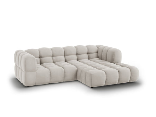 Cosmopolitan Design Modulaire hoekbank rechts Sky 3-zits, flueel, lichtbeige - 162x244x70cm