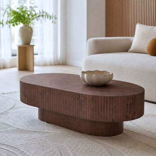 Giga Meubel Salontafel Jelte - Ovaal Walnoot Hout - 110x60x36cm
