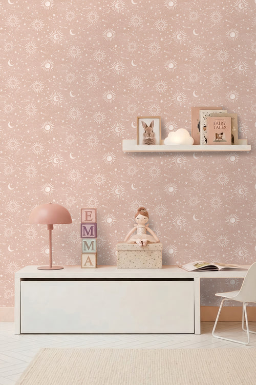 ESTAhome behang sterrenhemel roze - 50 x 900 cm - 132082